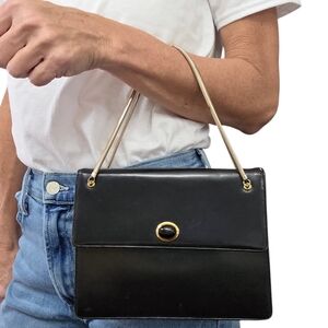 Vintage Coblentz Black Leather Chain Shoulder Clutch Evening Bag Classic